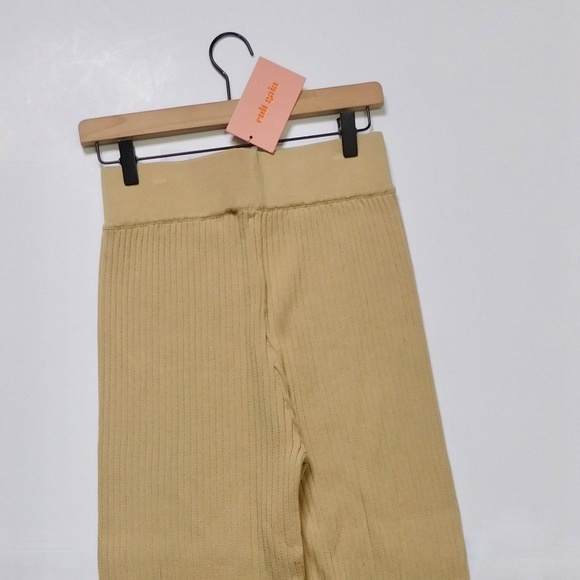 NWT!! CULT GAIA Jada Ribbed Knit Pants Sand Solid Elastic Waist Pull-On Small - Picture 10 of 16